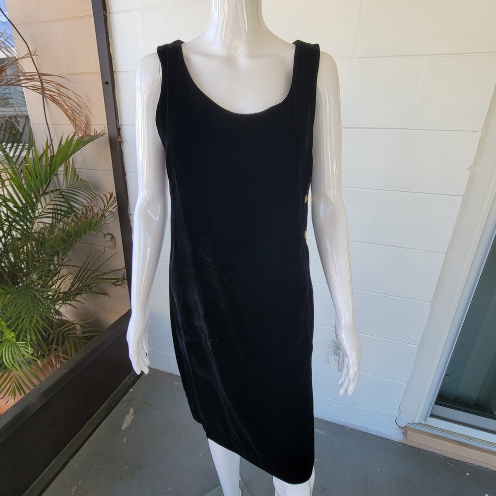 Vintage 90s Cathy Hardwick Black Velvet Dress Women' 12 Elegant Retro Whimsigoth